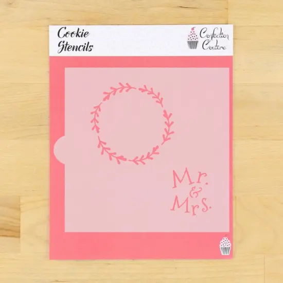 Mr. and Mrs. With Laurel Wreath Cookie Stencil {1}