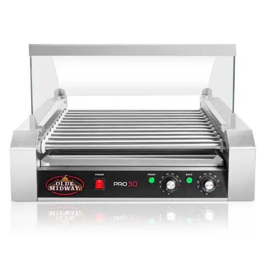 Olde Midway Hot Dog Rollers with Cover, Electric Grill Cooker Machines - Commercial Grade {3}