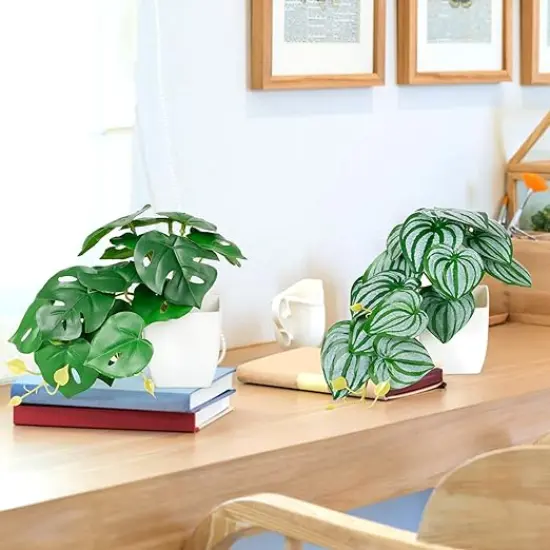 Artificial potted plants Fake Monstera Plant Mini Fake Plants Small Faux Plants for Desk Office Living Room Decor {4}