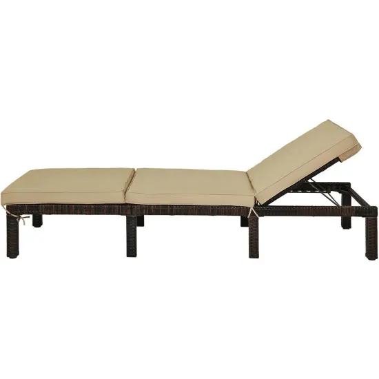 Outdoor Rattan Adjustable Cushioned Chaise Brown {4}