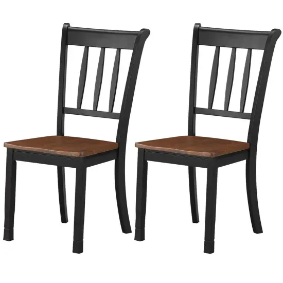 2 Pieces Solid Whitesburg Spindle Back Wood Dining Chairs Black {4}