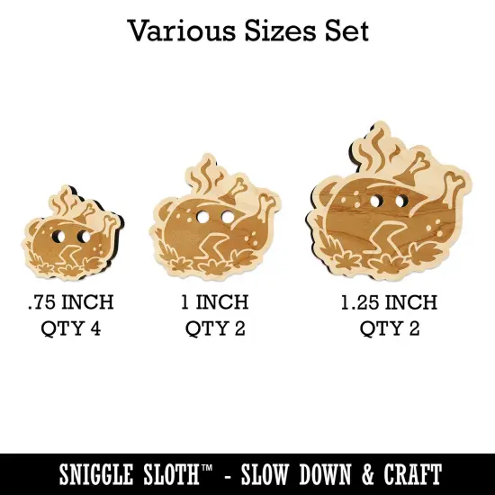 Delicious Turkey Dinner Thanksgiving Wood Buttons for Sewing Knitting Crochet DIY Craft {1}