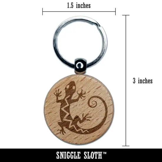 Southwest Native American Lizard Reptile Spirit Animal Engraved Wood Round Keychain Tag Charm {2}