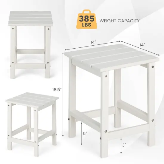 14 Inch Square Weather-Resistant Adirondack Side Table White {4}