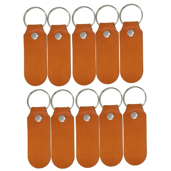 2 Sided Leather Key Chains 10 Pack-Customize it for Promotional Gifts, Fundraising, Events, Wedding - Engrave on Both Sides Tan {2}