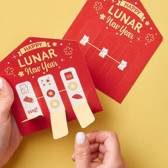 Big Dot of Happiness Lunar New Year - Game Pickle Cards - Pull Tabs 3-in-a-Row - Set of 12 {3}