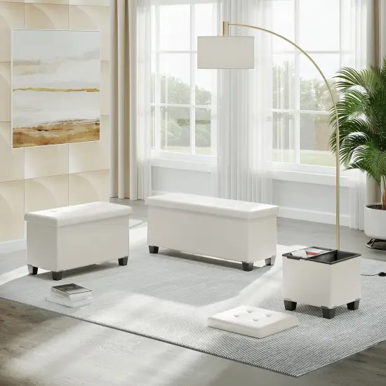 StorageBud Storage Ottoman Bench with Storage Bins {7}