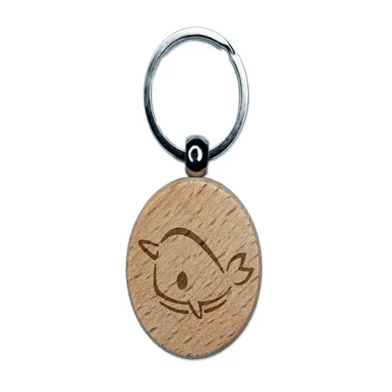 Sweet Narwhal Unicorn of the Sea Engraved Wood Round Keychain Tag Charm {1}
