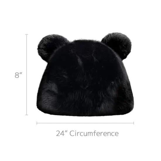 Wrapables Faux Fur Fluffy Bear Ears Winter Beanie Hat, Black {2}