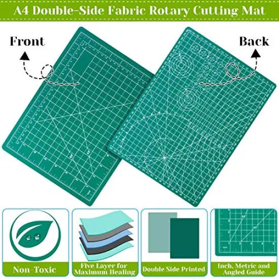 Self Healing Sewing Mats Rotary Cutter and Mat 45 mm Rotary Fabric Cutter Set with 2 Blades Rotary Cutting Mat for Crafts Fabric Quilting Hobby (9" x 12" (A4)) {6}