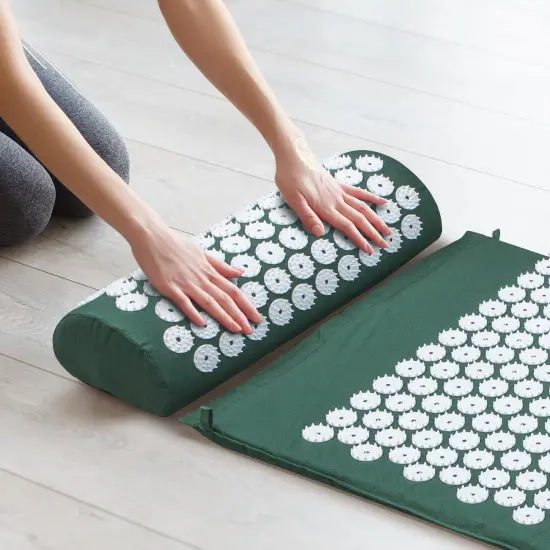 Sorbus Deluxe Acupressure Mat Pillow Combo Set - Relieves Your Stress of Lower Upper Back and Sciatic Pain (Green) {3}