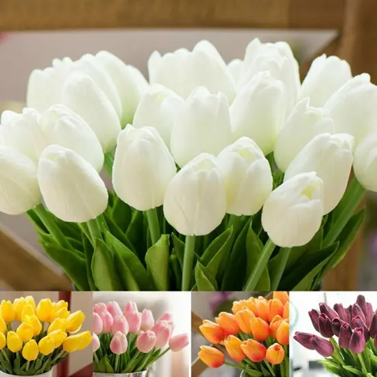10 Pcs Real Touch Artificial Tulips for Wedding and Home Decor Purple {2}