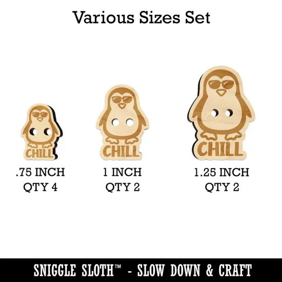 Penguin Chill Wood Buttons for Sewing Knitting Crochet DIY Craft {1}