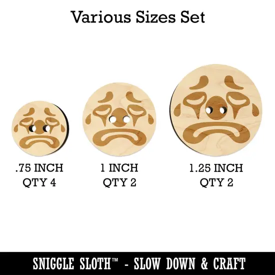 Sad Clown Face Wood Buttons for Sewing Knitting Crochet DIY Craft {1}