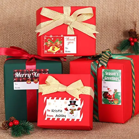 Gift Tag Stickers, Christmas Tags for Gifts 500+ Pcs, Christmas Name Tags - Christmas Stickers, to from Gift Tags Stickers, Gift Sticker Labels Large, 8 Designs Self Adhesive Labels - 2.8&rdquo;1.6&rdquo; {5}