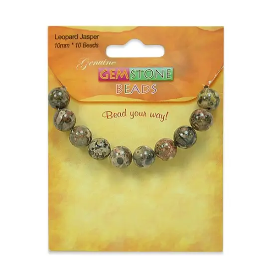 6 Packs of Leopard Jasper Beads pack of 10 {1}