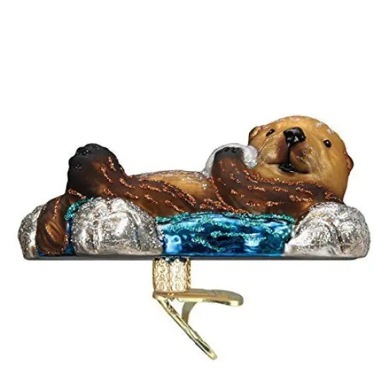 Floating Sea Otter Glass Ornament with Free Box {1}