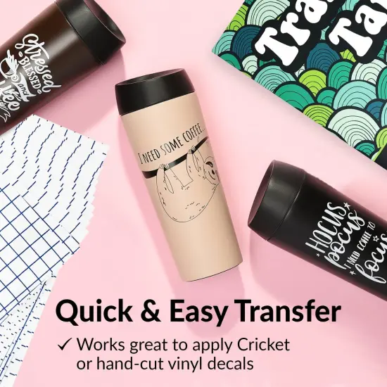 Clear Transfer Tape for Vinyl Adhesive and HTV Heat Transfer Paper Sheets Paper Transfer Tape for Vinyl 20 Pieces 12"x 12" Transfer Tape Sheet Without Roll with Grid for Tumblers Crafts Signs {4}