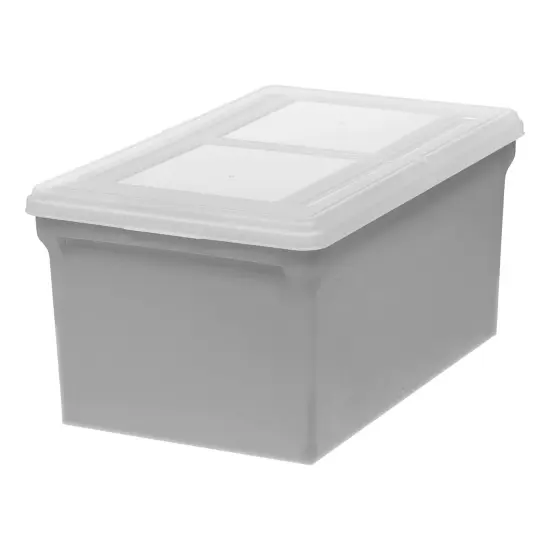 Wing-Lid Latter Size File Organizer Box, Gray with Clear Lid, Pack of 4 {1}