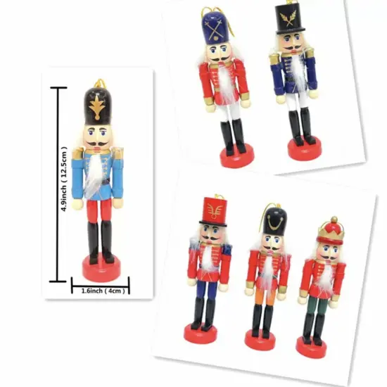 6pcs 12cm Wooden Nutcracker Soldier Christmas Tree Ornaments {3}
