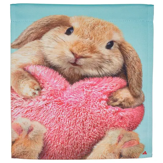 Bunny with Heart Pillow Valentine Garden Flag 2 Sided {1}
