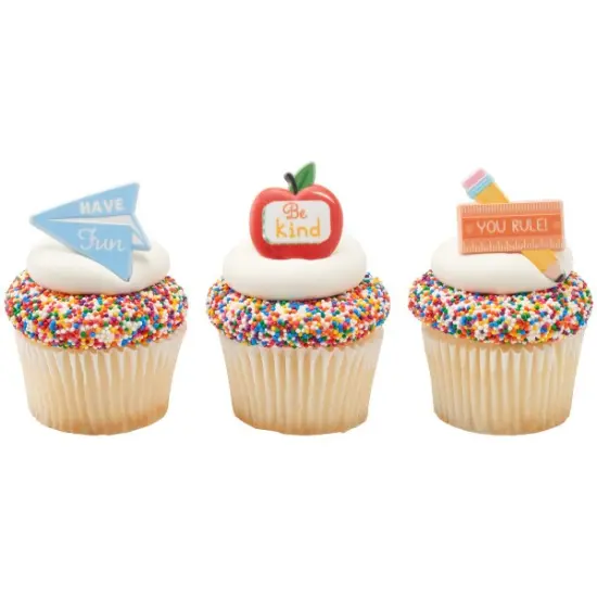School Rules Icons Cupcake Rings, 12ct {3}