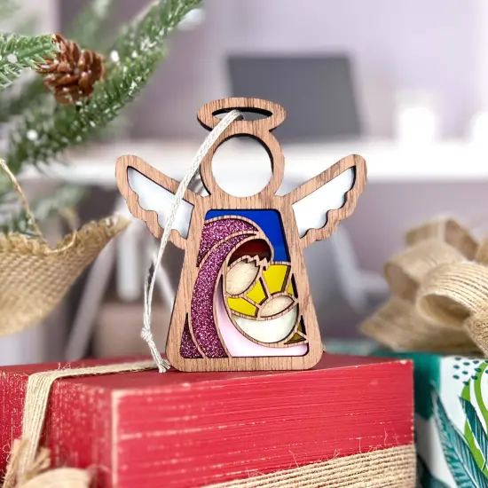 3.5" (H) Christmas Nativity Mary Mother of Jesus Ornament - Handcrafted in Texas - Mother's Angels® Christmas Angel Wings Figurine {3}