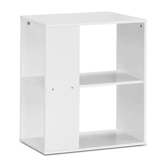 2-Tier Side End Table with Storage Shelves White {1}