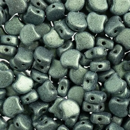 John Bead Czech Glass Jet Color Metallic Suede Ginko Beads, 50g Light Green {1}