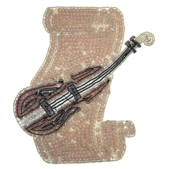 Fiddle Sequin Applique/Patch 7 1/2" x 6 1/2" {2}