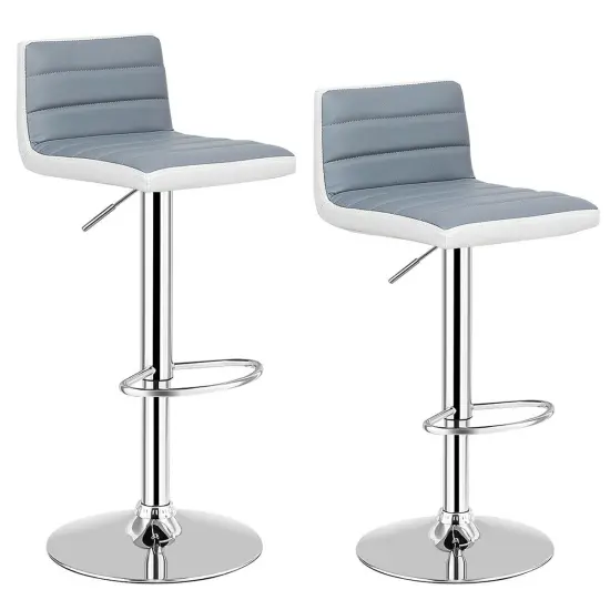 Set of 2 Adjustable Height Barstool with PU Leather {3}