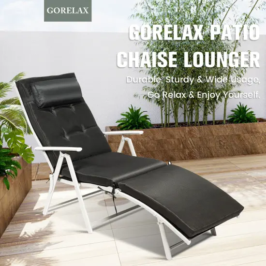 Outdoor Lightweight Folding Chaise Lounge Chair Black {3}
