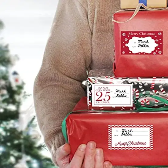 60 Pieces Jumbo Christmas Gift Tag Stickers 60 Count Modern Red, White, Silver, and Gold Xmas Designs - Looks Great on Gifts Presents, Wrapping Paper and Gift Bags. {3}