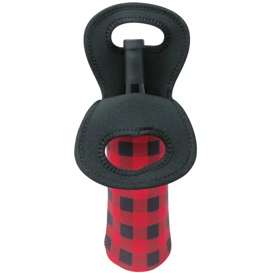Wrapables Insulated Neoprene Wine Tote, One Bottle / Red Plaid {2}