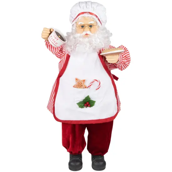 Northlight Animated and Musical Chef Santa Claus With Hot Cocoa and Cookie Christmas Figure - 24" Red {3}