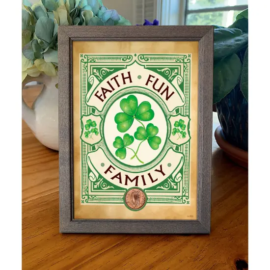 Irish- Faith, Fun, Family with Irish Penny Coin in 5x7 Frame {2}