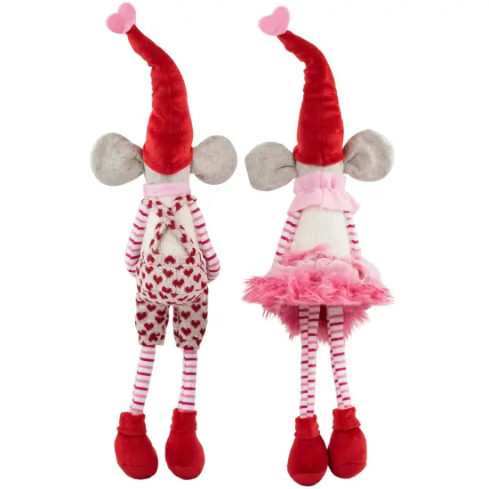 Northlight Mice with "Love" and "XOXO" Heart Pillows Valentine's Day Figures - 20" - Set of 2 Red {7}