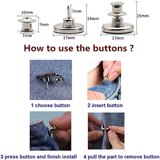 8 Sets Perfect Fit Instant Button, Adjustable Jeans Button Instant, 1 inch Buttons Adds Or Reduces an Inch to Any Pants Waist in Seconds {4}