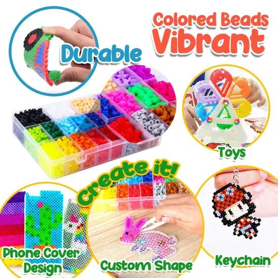 5200 5mm Fuse Beads Kit - 24 Colors | 45 Patterns, Toys, Kids Crafts for Girls Ages 8-12, Arts and Crafts for Kids Ages 6-8, Gifts for Girls Boys Kids Age 5 6 7 8 9 10 11 12 Year Old {2}