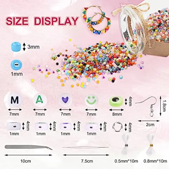 14400 pieces 72 Colors, 3mm Glass Seed Beads for Bracelet Making Kit, Small Beads for Jewelry Making with Letter Beads for Crafts Gifts {6}