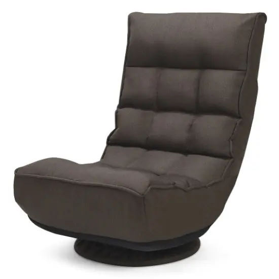 4-Position Adjustable 360 Degree Swivel Folding Floor Sofa Chair for Home-Brown {3}