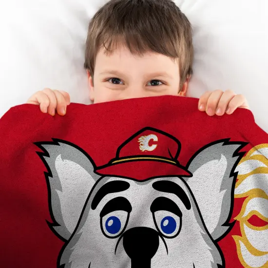 Sleep Squad Calgary Flames Harvey the Hound Mascot 60&rdquo; x 80&rdquo; Raschel Plush Hockey Blanket {4}