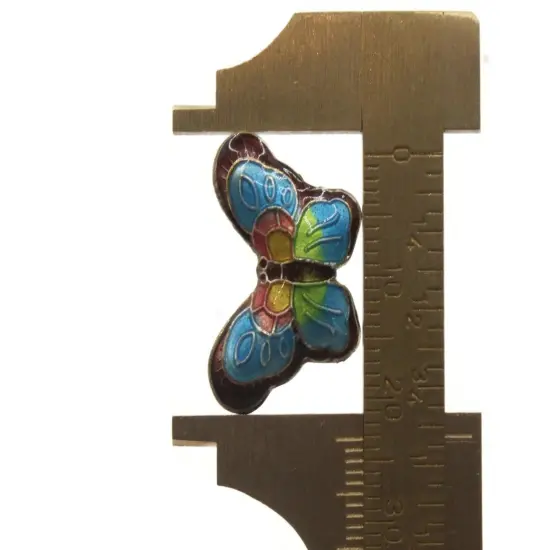 2 23mm Purple and Blue Butterflies Cloisonne Metal Butterfly Beads {6}