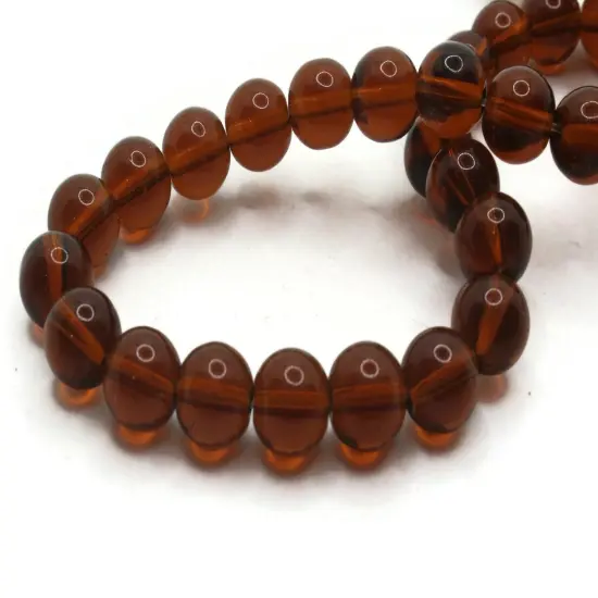 42 8mm Clear Brown Round Glass Beads {3}