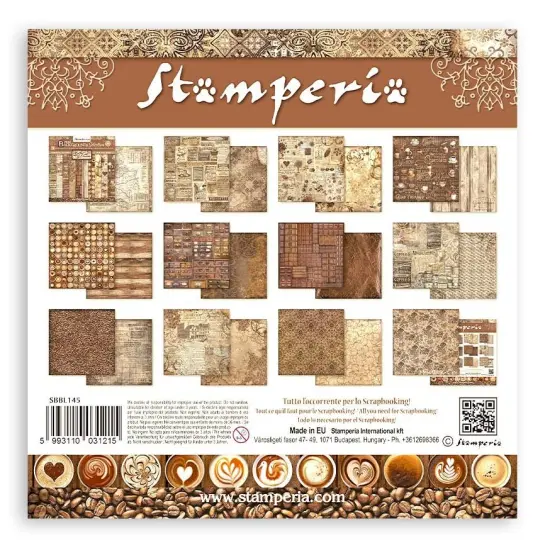 Stamperia Maxi Backgrounds Double-Sided Paper Pad 12"X12"-Coffee And Chocolate, 10 Designs/1 Each {2}