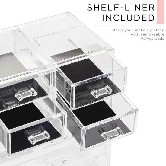 Sorbus Medium Makeup Organizer Set - (3 Large / 4 Small Drawers/Top Tray) Clear {4}