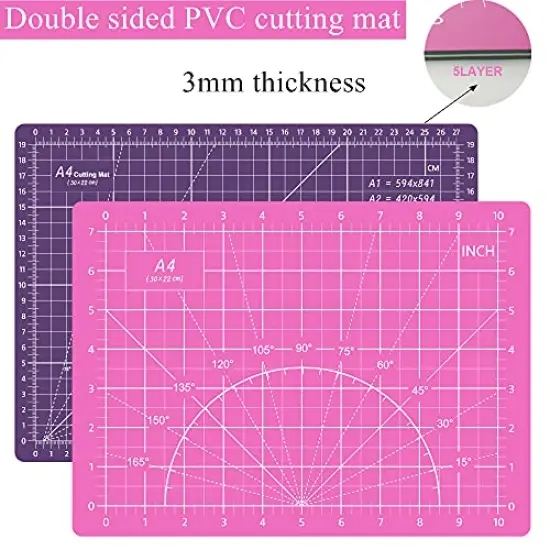 39 Pieces Rotary Cutter Set Pink - Quilting Kit incl. 45mm Fabric Cutter with 5 Extra Blades, A4 Cutting Mat, Craft Knife Set, Quilting Ruler and Sewing Clips, Ideal for Crafting, Sewing, Patchworking {4}