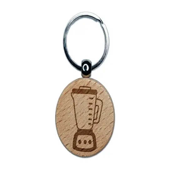 Blender for Making Smoothies and Shakes Engraved Wood Round Keychain Tag Charm {1}