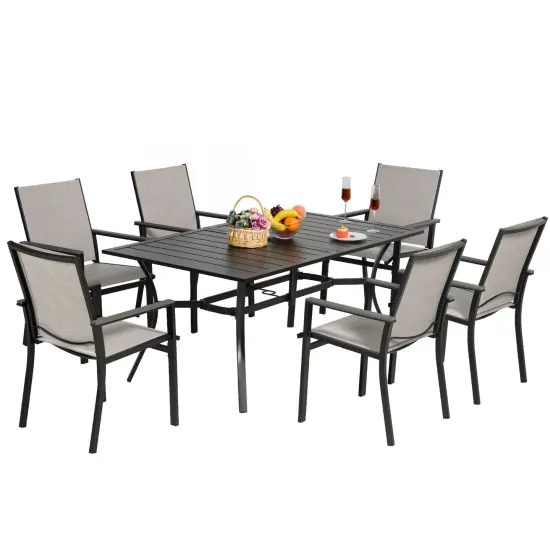 MEOOEM Patio Dining SetOutdoor Furniture Bistro Metal Table Side Table and Metal Stackable Chairs;Black {1}