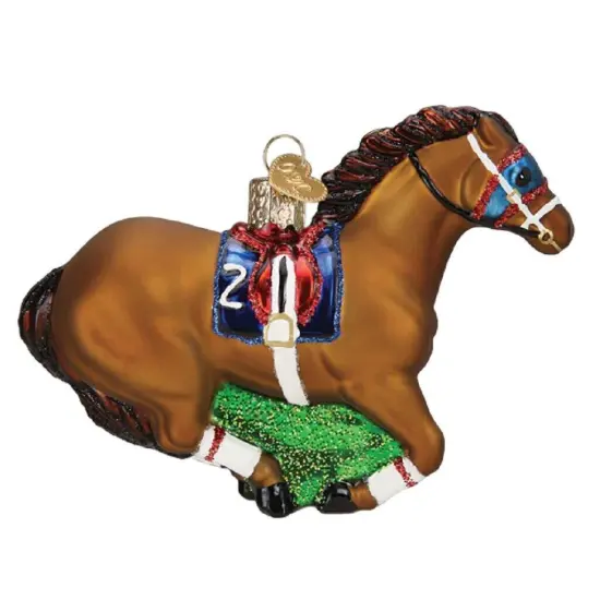 Brown Racehorse Glass Ornament - 4.5 Inches {2}